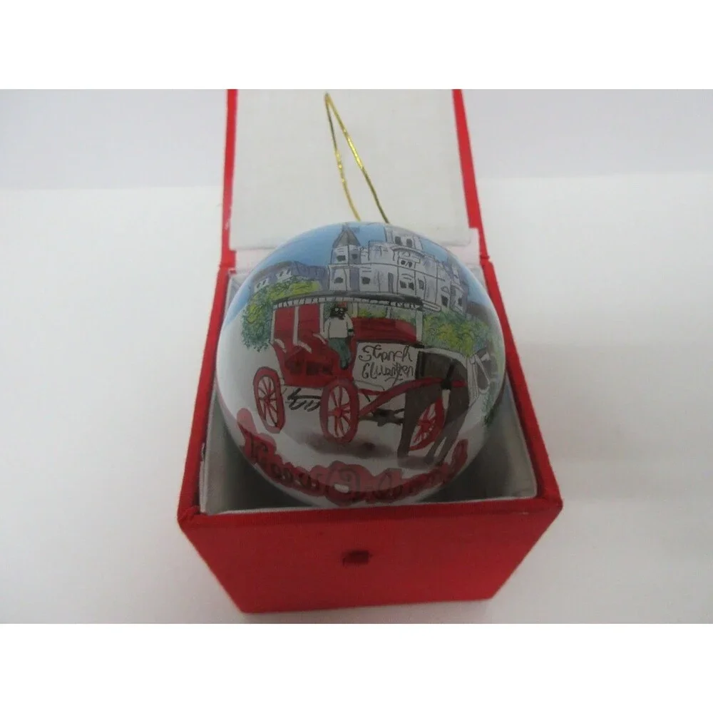 Vintage Ne'Qwa Style New Orleans St. Louis Cathedral Hand-Painted Glass Ball Chr